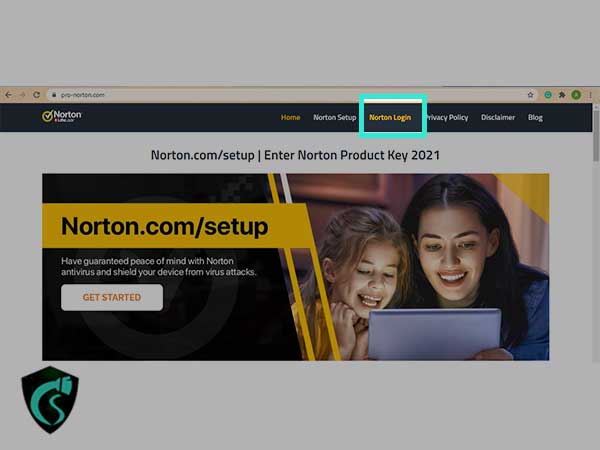 Click on the Norton login tab from the web browser
