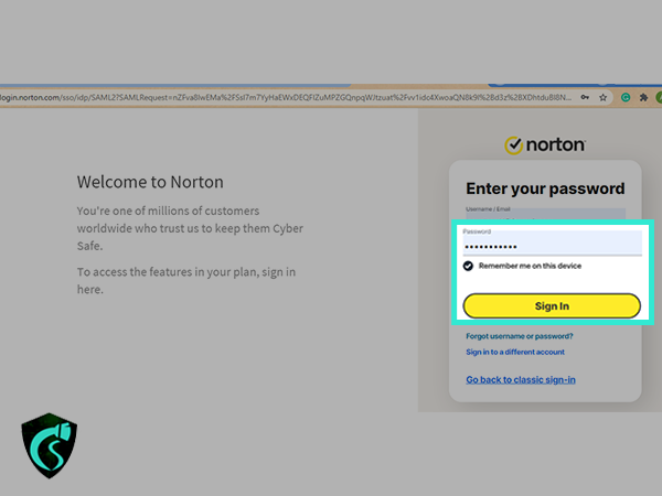 Enter Password and click on Sign in