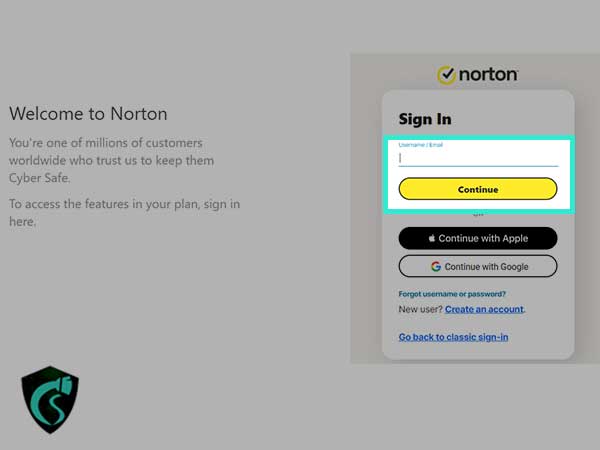 Logging into Norton For First-Time Users Step - 1