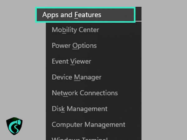 apps and features option