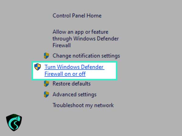 turn on or off windows defender option