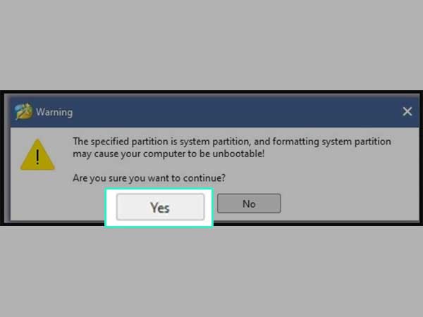 click ‘Yes’ to continue.