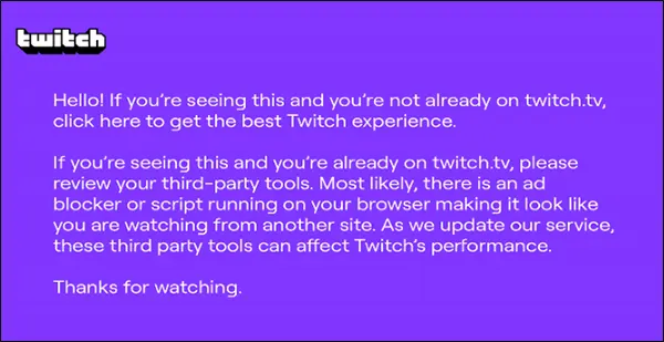 Twitch Warning Purple Screen