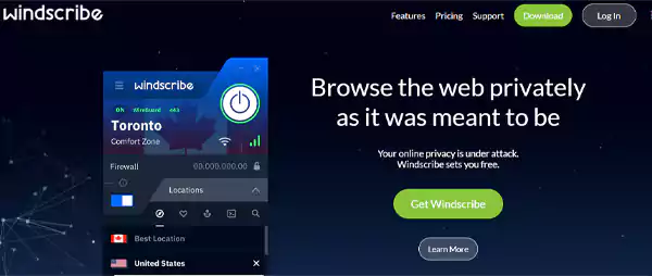 Windscribe VPN Website